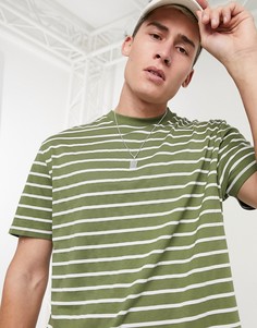Футболка свободного кроя в полоску из органического хлопка ASOS DESIGN-Зеленый