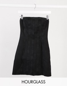 Черное с выбеленным эффектом джинсовое платье мини с декоративными швами ASOS DESIGN Hourglass-Черный