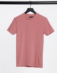 Розовая обтягивающая футболка из органического хлопка ASOS DESIGN-Розовый