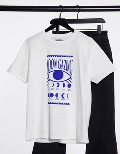Свободная футболка с принтом "moon gazing" Daisy Street-Белый