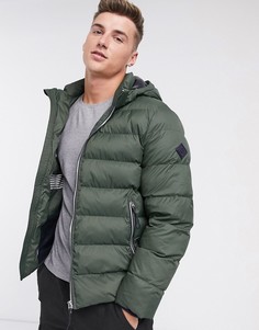 Пуховик цвета зеленого тимьяна с капюшоном Gant the active cloud-Зеленый