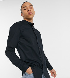 Черная удлиненная рубашка с воротником на пуговицах ASOS DESIGN Tall-Черный