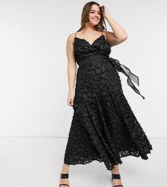 Черное платье миди из фактурной 3D-ткани Forever U Curve-Черный