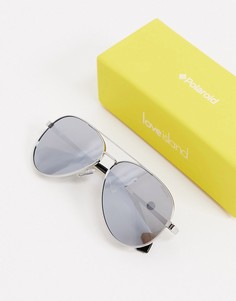 Серебристые солнцезащитные очки-авиаторы Polaroid X Love Island-Серебристый