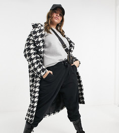 Oversized-пальто с узором «гусиная лапка» Simply Be-Многоцветный