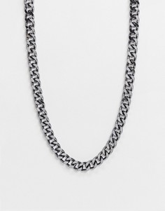 Серебристое ожерелье-цепочка с массивными звеньями Topshop-Черный