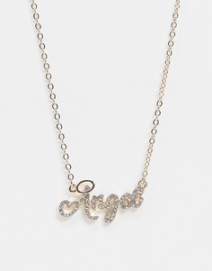 Золотистое ожерелье с подвеской-надписью "Angel" ASOS DESIGN-Золотистый