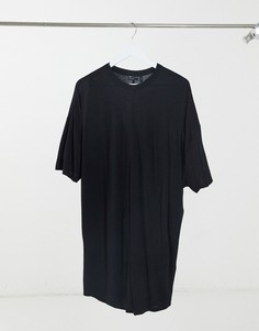 Черная удлиненная oversized-футболка из вискозы ASOS DESIGN-Черный