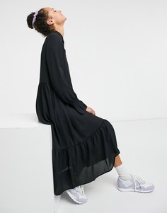 Черное свободное платье миди из переработанных материалов Monki Parly-Черный
