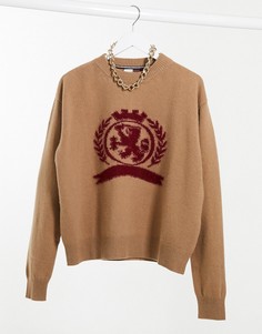 Кремовый свитшот с фирменным гербом и молнией сбоку Tommy Hilfiger Collections