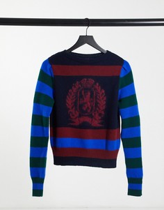 Синий свитер в полоску с гербом Tommy Hilfiger Collections-Многоцветный