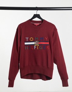 Бордовый свитшот с логотипом спереди Tommy Hilfiger Collections-Красный