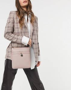 Розовая кожаная сумка через плечо с золотистой фурнитурой Paul Costelloe-Розовый