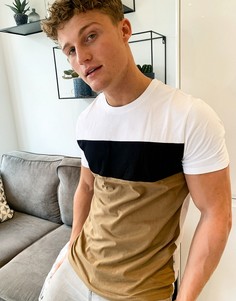 Разноцветная футболка в стиле колор-блок Burton Menswear-Белый
