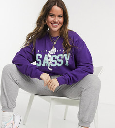 Фиолетовый oversized-свитшот с принтом In The Style Plus x Olivia Bowen