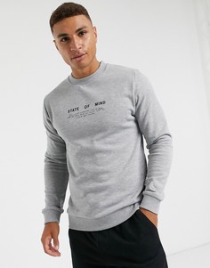 Свитшот с надписью на груди ASOS DESIGN-Серый