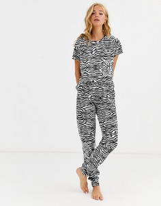 Пижама с леггинсами и зебровым принтом Loungeable-Черный