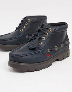 Темно-синие кожаные ботинки на шнуровке Kickers Lennon-Темно-синий