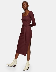 Платье миди винного цвета Topshop-Фиолетовый