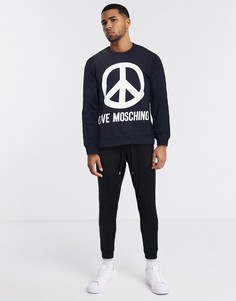 Свитшот с логотипом Love Moschino-Темно-синий