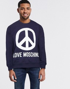 Свитшот с круглым вырезом и логотипом Love Moschino-Голубой