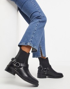 Черные кожаные ботинки с ремешками в стиле ботинок для верховой езды AllSaints Salmone-Черный