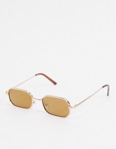 Квадратные узкие солнцезащитные очки в золотистой оправе AJ Morgan-Золотистый