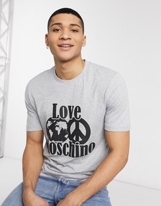 Футболка с принтом символа мира Love Moschino-Серый