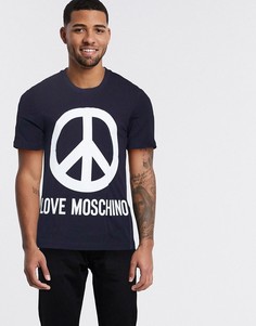 Футболка с символом мира Love Moschino-Темно-синий