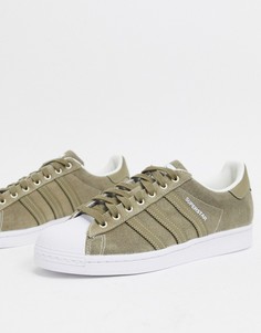 Кроссовки цвета хаки adidas Originals superstar-Зеленый