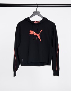 Укороченное спортивное худи черного цвета Puma-Черный