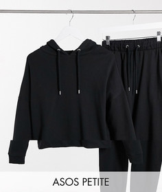 Худи и узкие джоггеры черного цвета из органического хлопка ASOS DESIGN Petite-Черный