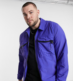 Синяя стеганая куртка с нагрудным карманом ASOS DESIGN Plus-Голубой