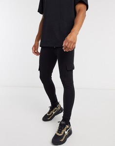 Черные супероблегающие джоггеры карго ASOS DESIGN-Черный