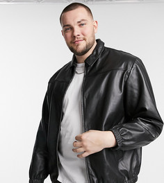 Черная кожаная куртка Харрингтон ASOS DESIGN Plus-Черный
