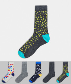 Пять пар носков с ретро-узорами Jack & Jones-Многоцветный