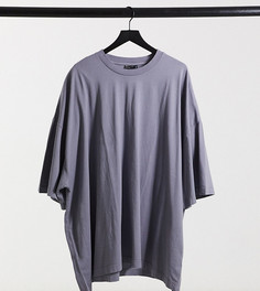 Очень длинная футболка в стиле oversized выбеленного серого цвета ASOS DESIGN Plus-Серый