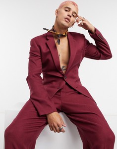 Бордовый приталенный пиджак ASOS DESIGN-Зеленый