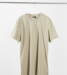 Коричневая удлиненная футболка с разрезами по бокам ASOS DESIGN Plus-Бежевый