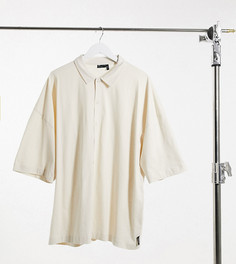 Бежевая трикотажная oversized-рубашка с рукавами до локтя ASOS DESIGN Plus-Бежевый