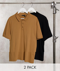 Набор из 2 поло из органического хлопка ASOS DESIGN Plus-Мульти