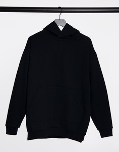 Плотный худи черного цвета с разрезами по бокам ASOS DESIGN-Черный