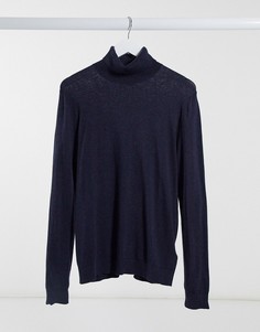 Темно-синяя трикотажная водолазка Topman-Темно-синий