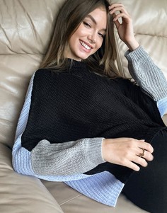 Джемпер в стиле oversized и колор блок Threadbare Millie-Черный