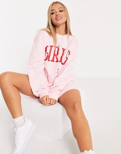 Розовый свитшот в стиле oversized с принтом ASOS DESIGN