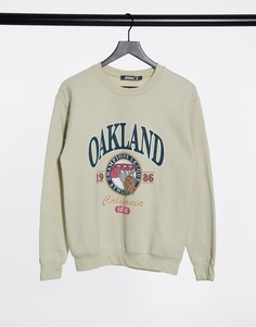 Свитшот светло-бежевого цвета в стиле oversized с принтом «Oakland» Missguided-Светло-бежевый