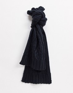 Вязаный шарф с узором «косичка» от комплекта French Connection-Серый