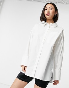 Белая хлопковая oversized-рубашка с длинными рукавами ASOS DESIGN-Белый