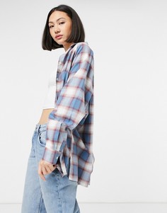 Рубашка бойфренда в размытую клетку с длинными рукавами ASOS DESIGN-Многоцветный