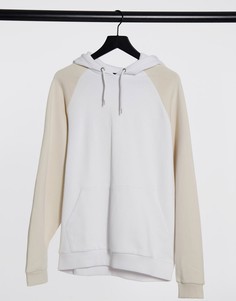 Белая худи в стиле oversized с бежевыми рукавами ASOS DESIGN-Белый
